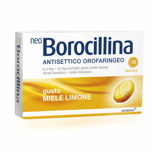 Neoborocillina - Antisettico - 6,4 mg + 52 mg pastiglie gusto limone, 16 pastiglie in blister al/pvc